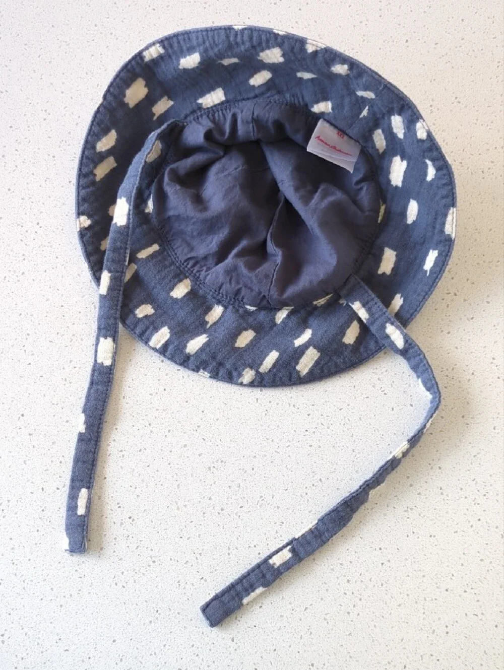 Hanna Andersson Navy Sun Hat with Cream Dot Print